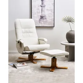 Beliani Massagesessel RELAXPRO Kunstleder 68 x 98 x 68 cm Cremeweiß mit Fußstütze und Heizfunktion