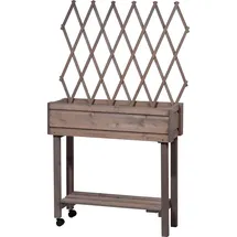 Dobar rollbares Hochbeet mit Rankgitter 79 x 28,5 x 130 cm Grau