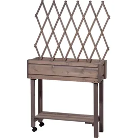 Dobar rollbares Hochbeet mit Rankgitter 79 x 28,5 x 130 cm Grau