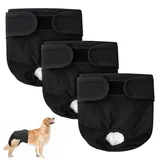 Aomig Hundewindeln für Hündinnen 3Pcs Waschbare Auslaufsichere Läufigkeitshose Hündinnen Wiederverwendbare Damenbinden Höschen für Weibliche Haustiere Hochsaugfähige Nkontinenz Hundewindeln(Schwarz,M)