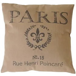 Zierkissen Paris, Sofakissen Deko-Kissen mit Füllung, braun 45x45cm
