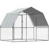 vidaXL Hundezwinger Mit Dach Und Tür Silbern Verzinkter Stahl - Vidaxl