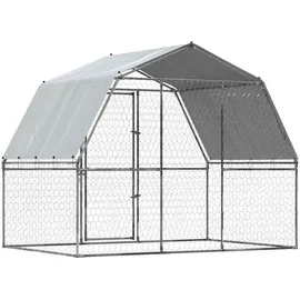 vidaXL Hundezwinger Mit Dach Und Tür Silbern Verzinkter Stahl - Vidaxl