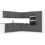 Belini Küchenzeile L-Form 480 x 204 cm Silber Hochglanz