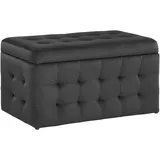 Beliani Hocker Schwarz Samt Rechteckig mit Stauraum Deckel Steppung Modern Sitzbank Bettbank Fußbank Fußhocker Schemel Schlafzimmer Wohnzimmer Flur