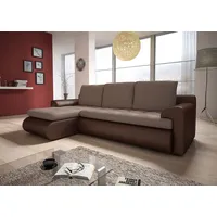 Ecksofa Santi II mit schmutzabweisender Stoff - Polsterecke L-Form, Schlafsofa mit Bettkasten, Sofa mit Schlaffunktion, Couch (Braun + Beige (Madry... - Braun