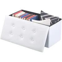 Infactory Faltbare 2in1-Sitzbank und -truhe 80 l 1-tlg. weiß