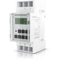 BEARWARE Zeitschaltuhr digital - für DIN Hutschienen im Verteilerschrank Schalttafeln - 2 Klemmen Input, 3 Klemmen Output - 16A/3680W