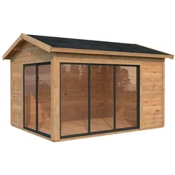 Palmako Gartenhaus Amanda 11,2 m2 Slide - 44 mm hellbraun tauchgrundiert