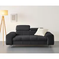 2-Sitzer COTTA "Chef", schwarz, B:196cm H:72cm T:105cm, Softlux-Kunstleder;NaturLeder (echtes Rindsleder);Luxus-Microfaser (100% Polyester), Sofas, Big-Sofa mit Kopfteilverstellung, edle Metallkufen