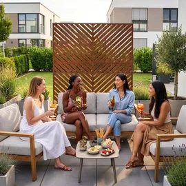 casa.pro Trennwand ‘Kekan’ Corten Stahl 180 x 120 cm Edelrost - Dunkelbraun