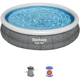 BESTWAY Fast Set Aufstellpool-Set 366 x 76 cm inkl. Filterpumpe rattanoptik
