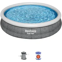 BESTWAY Fast Set Aufstellpool-Set 366 x 76 cm inkl. Filterpumpe rattanoptik