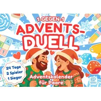 1-gegen-1 Advents-Duell - Adventskalender für Paare: 24 Stift-und-Papier-Spiele, Rätsel und weihnachtliche Challenges für Erwachsene
