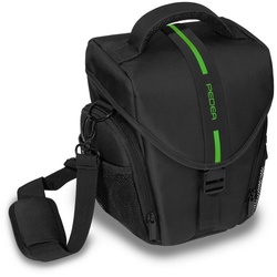 PEDEA Kameratasche ESSEX (Größe L), für Spiegelreflexkameras, mit wasserdichtem Regenschutz und Tragegurt grün|schwarz