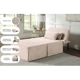 Atlantic Home Collection Schlafsofa Finn, wandelbar zum Loungesessel, Relaxliege und Gästebett, inkl. Kissen beige 80 cm x 43 cm x 70 cm
