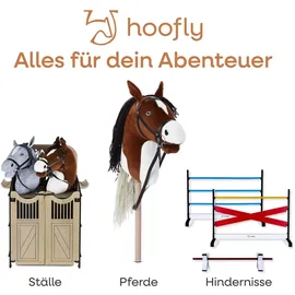 hoofly Hoofly® Hobby Horse Schwarz (Schecke) – Großes Steckenpferd für Kinder A3 mit Schraubstab/Hobby Horse Pferde Set mit Trense
