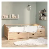 vidaXL Tagesbett 3-Sitzer mit Schubladen Massivholz Kiefer 90x200 cm