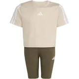 adidas Train Essentials 3-STIPES T-shirt Set Crystal linen-white (AE5Z) 128