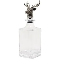 EDZARD Karaffe Hirsch (0,75 Liter), mit Hirschkopf, quadratisch, Glas, edel versilbert