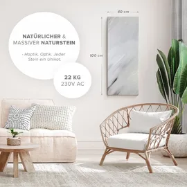 marwona Naturstein Infrarotheizung 800 Watt inkl. Digitalthermostat I Energiesparende Infrarot Wandheizung I 5 Jahre Garantie I Made in Germany I Bianco