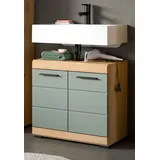 inn.furn Waschbeckenunterschrank "Shawn" in Salbei grün und Eiche, Waschtisch 60 cm - Grün, Naturbelassen