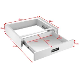 [en.casa] Verbindungsrahmen für Waschmaschine/Trockner mit Schublade, Weiß, 60 cm x 11 cm