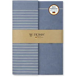 Ross Geschirrtuch ROSS "Geschirrtücher 2er-Set 927 2x HL + Banderole", blau (denim, natur), B:18cm H:3cm L:27cm T:3cm, 50% Baumwolle, 50% Leinen, Geschirrtücher, Geschirrtuch, Zwirn- Halbleinen