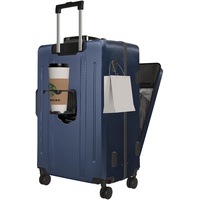 Turmaster Front Opening Handgepäck(PC+Aluminiumrahmen),Koffer mit Rollen,20 Zoll Suitcase,Trolley Handgepäck mit Becherhalter und USB-Anschluss,TSA genehmigt Gepäck(Blau)