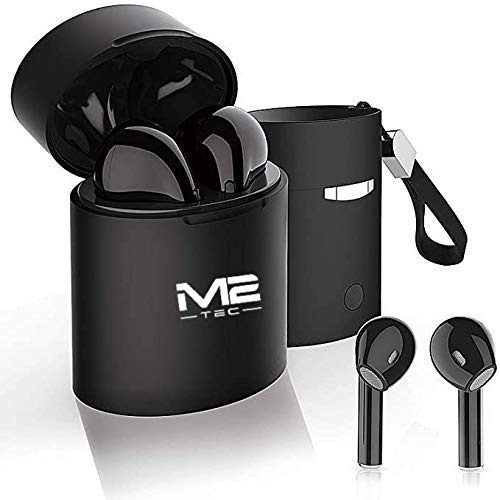 M2 TEC Bluetooth Mini Kopfhörer Wireless Headset In-Ear mit Ladecase Kabellos mit Mikrofon, Kompatibel mit Allen IOS oder Android Geräten