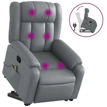 vidaXL Massagesessel mit Aufstehhilfe Grau Kunstleder