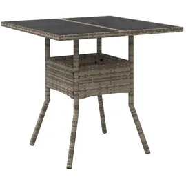 vidaXL Gartentisch mit Glasplatte 80 x 80 x 75 cm Grau