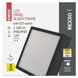 EMOS LED Panel 12,5 W quadratisch 1100 lm Schwarz
