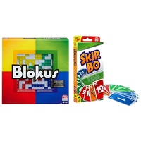 Mattel Games BJV44 - Blokus Classic, Brettspiel, Gesellschaftsspiel für 2-4 Spieler, ca 30 Minuten, ab 7 Jahren & 52370 - Skip-BO Kartenspiel und Familienspiel geeignet für 2 - 6 Spieler, ab 7 Jahren