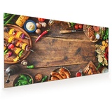 Primedeco Küchenrückwand Küchenrückwand Spritzschutz Glas mit Motiv Grillplausch 120 cm x 60 cm