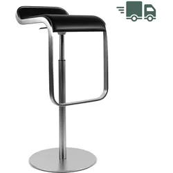 lapalma LEM S80 Barhocker | Ledersitz schwarz | Gestell chrom | Gasfeder chrom