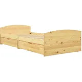 vidaXL Massivholzbett, Holzbett Bett mit 2 Schubladen, Bettrahmen Bettgestell mit Lattenrost, Einzelbett für Schlafzimmer, Kiefer 90x200cm