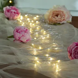 LED Tischläufer - flexibler Draht - 50 warmweiße LED - L: 1m - Batteriebetrieb -...