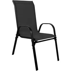 Outdoorstuhl Gartenstuhl Stapelstuhl robust Metall Textilen Schwarz
