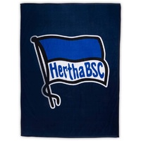 Hertha BSC Berlin Fleecedecke - Logo Navy - Kuscheldecke, Sofadecke, Decke (L)