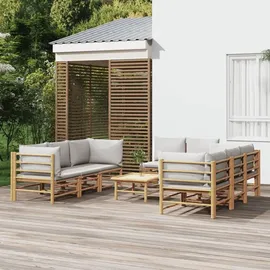 vidaXL Garten-Lounge-Set 9-tlg. hellgrau Bambus