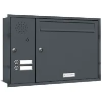 AL Briefkastensysteme 1er Premium Briefkasten Unterputz Anthrazit inkl. Zeitungsfach