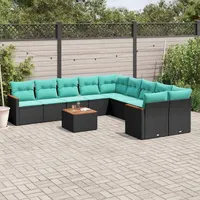 vidaXL Gartensofa-Set 11-tlg. schwarz