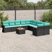 vidaXL Gartensofa-Set 11-tlg. schwarz