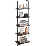 Vevor Schweberegal Leiterregal mit Metallrahmen Bücherregal 5 Ebenen 48x30cm schwarz