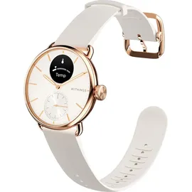 Withings ScanWatch 2 38 mm perl weiß/rosegold, Sport Fluorelastomer-Armband weiß/rosegold