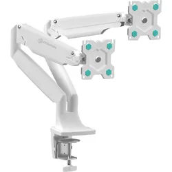 Tischhalterung für zwei Monitore 13"-32" max 9 kg, Neigbar-schwenkbar, mit Drehfunktion, weiß G200
