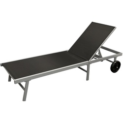 DEGAMO Rollenliege OSTIA, Aluminium silber + Textilgewebe schwarz, 200cm