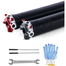 Vevor Torsionsfedern für Garagentore (Φ 5,94 x Φ 50,8 x 711 mm) 16000 Zyklen, schwarz beschichtet zum Auswechseln, Garagentorfedern mit rutschfesten Wickelstäben & Handschuhen & Montageschlüssel