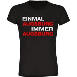 multifanshop Damen T-Shirt - Augsburg - Einmal Immer - Druck rot - Frauen